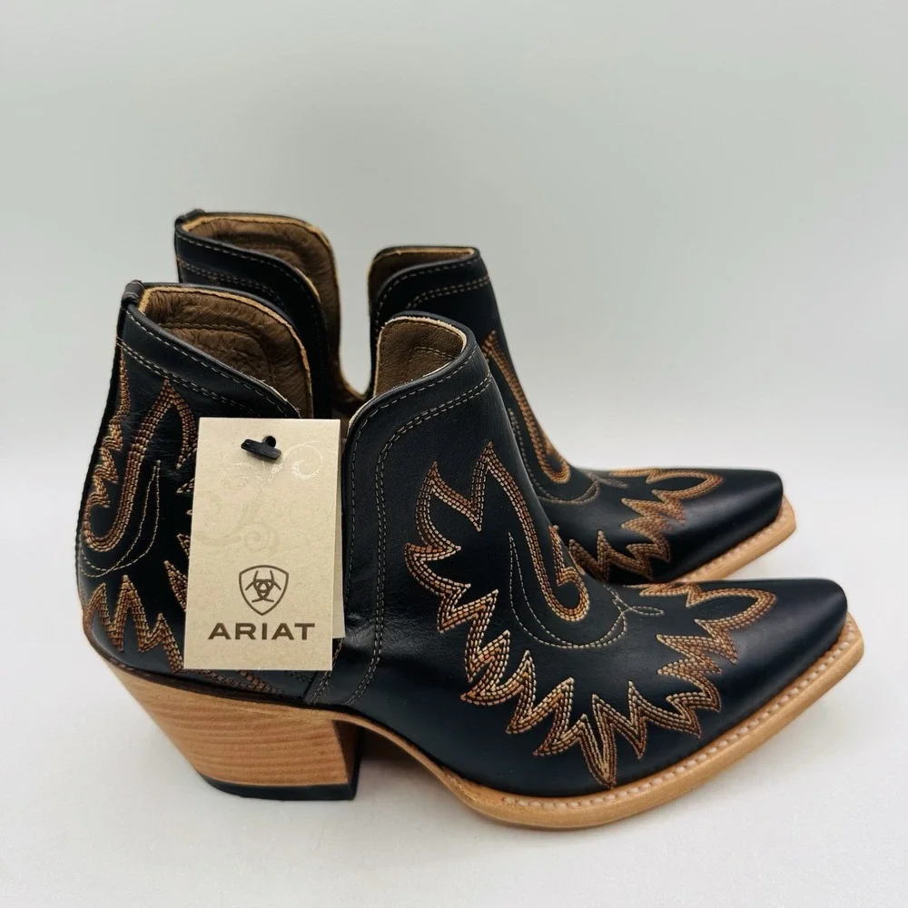 Ariat Dixon Brooklyn Boots Women's Size 8 B Black Leather Snip Toe